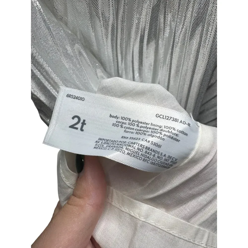 Copied - OshKosh B'gosh Toddler Girl 2T Silver Metallic Foil Pleated Dress NWT